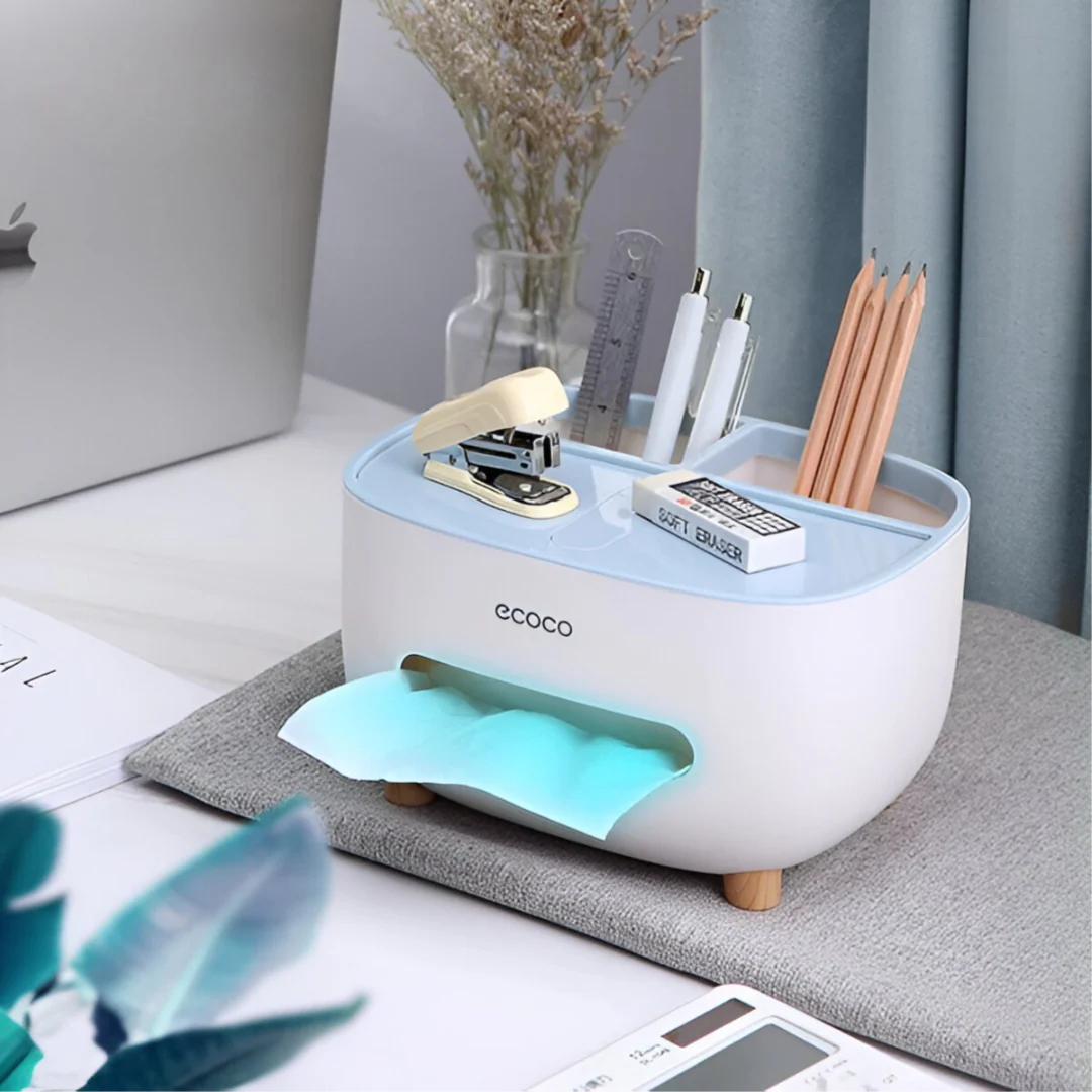 Ecoco Tissue Box with Multifunctional Storage Drawer
