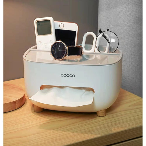 Ecoco Tissue Box with Multifunctional Storage Drawer