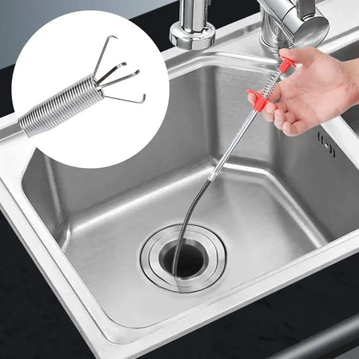 90CM Stainless Steel Sink Drain Cleaner | Flexible Spring Clog Remover