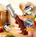 3-in-1 Stainless Steel Vegetable Peeler & Cutter with Wooden Handle